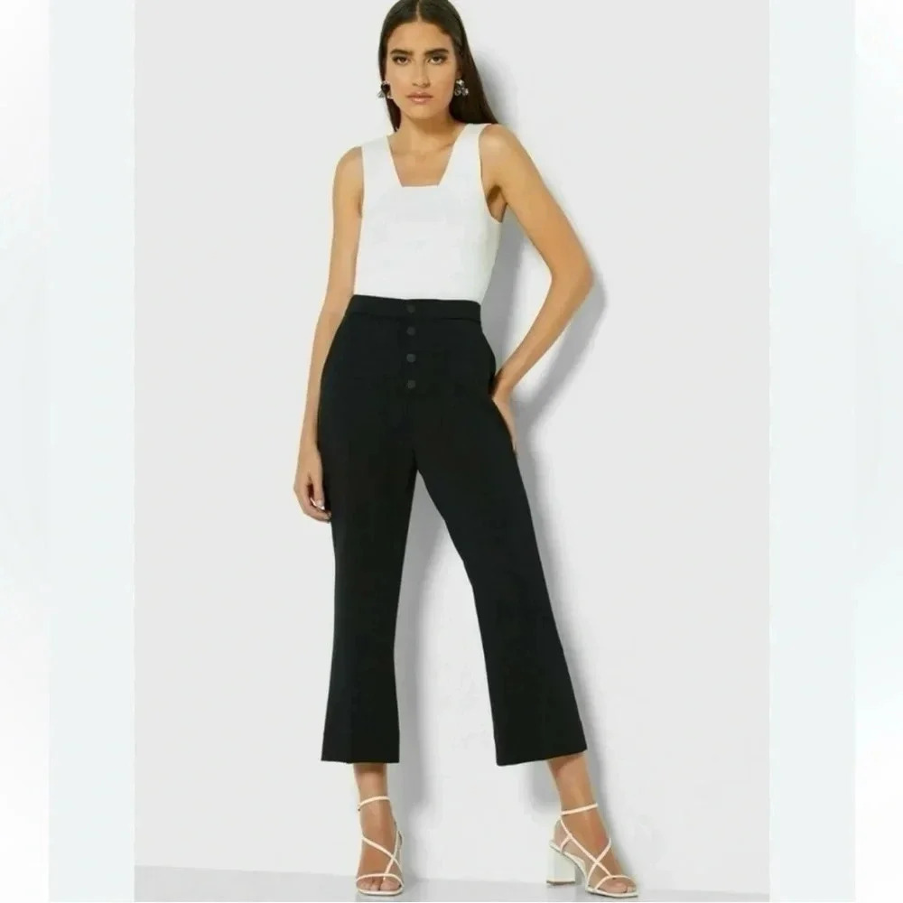 Banana Republic Pants High Rise Cropped  Flare Trousers Black Size 0 NWOT